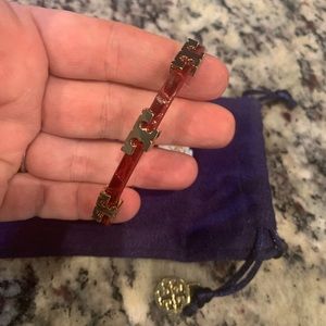 NWT Tory Burch Serif-T Stackable croc bracelet Dark red